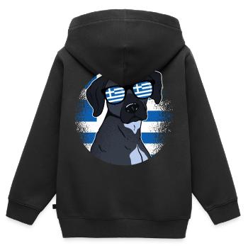 Griechenland - Kinder Premium Organic Zip Hoodie - Schwarz - Hinten - AI Model Kid Male (0cm)