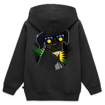 Guadeloupe - Kinder Premium Organic Zip Hoodie - Schwarz - Hinten - AI Model Kid Male (0cm)