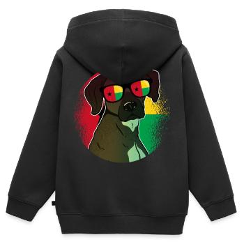 Guinea-Bissau - Kinder Premium Organic Zip Hoodie - Schwarz - Hinten - AI Model Kid Male (0cm)