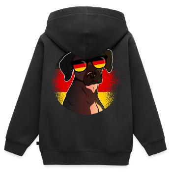 Deutschland - Kinder Premium Organic Zip Hoodie - Schwarz - Hinten - AI Model Kid Male (0cm)