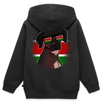 Kenia - Kinder Premium Organic Zip Hoodie - Schwarz - Hinten - AI Model Kid Male (0cm)
