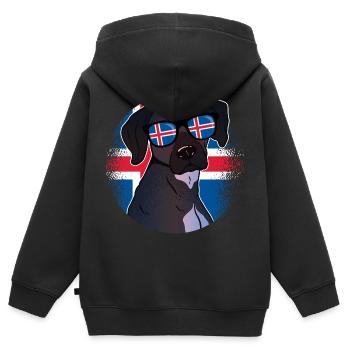 Islande - Sweat Premium à capuche zippé enfant bio - noir - Dos - AI Model Kid Male (0cm)