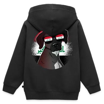 Irak - Sweat Premium à capuche zippé enfant bio - noir - Dos - AI Model Kid Male (0cm)