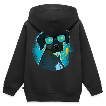 Kazakhstan - Sweat Premium à capuche zippé enfant bio - noir - Dos - AI Model Kid Male (0cm)