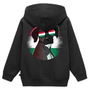 Ungarn - Kinder Premium Organic Zip Hoodie - Schwarz - Hinten - AI Model Kid Male (0cm)