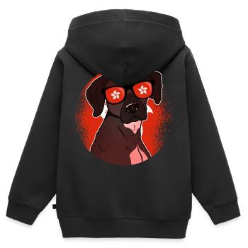 Hongkong - Kinder Premium Organic Zip Hoodie - Schwarz - Hinten - AI Model Kid Male (0cm)
