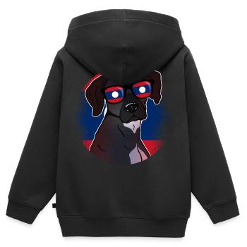 Laos - Sweat Premium à capuche zippé enfant bio - noir - Dos - AI Model Kid Male (0cm)