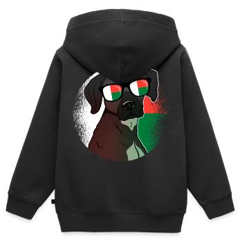 Macédoine - Sweat Premium à capuche zippé enfant bio - noir - Dos - AI Model Kid Male (0cm)