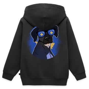 Kosovo - Kinder Premium Organic Zip Hoodie - Schwarz - Hinten - AI Model Kid Male (0cm)