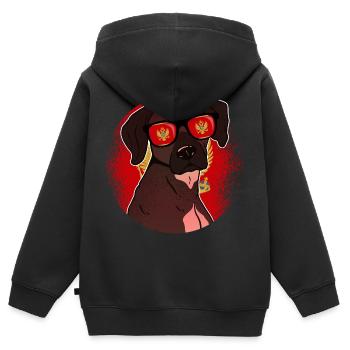 Monténégro - Sweat Premium à capuche zippé enfant bio - noir - Dos - AI Model Kid Male (0cm)