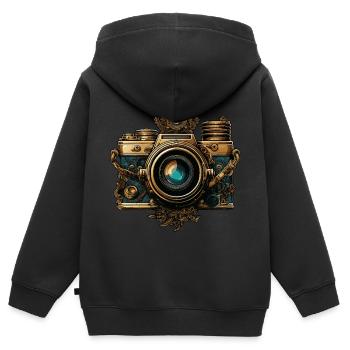 Steampunk Fotoapparat - Kinder Premium Organic Zip Hoodie - Schwarz - Hinten - AI Model Kid Male (0cm)