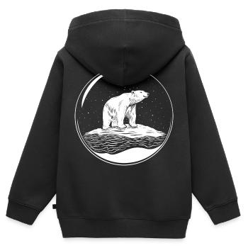 Eisbär auf Eisscholle Save the polarbear - Kinder Premium Organic Zip Hoodie - Schwarz - Hinten - AI Model Kid Male (0cm)