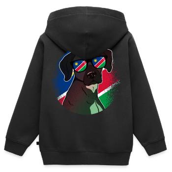 Namibia - Kinder Premium Organic Zip Hoodie - Schwarz - Hinten - AI Model Kid Male (0cm)