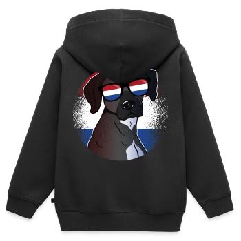 Niederlande - Kinder Premium Organic Zip Hoodie - Schwarz - Hinten - AI Model Kid Male (0cm)