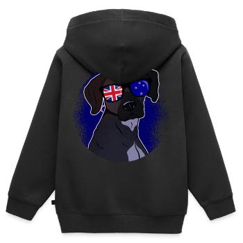 Neuseeland - Kinder Premium Organic Zip Hoodie - Schwarz - Hinten - AI Model Kid Male (0cm)