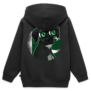 Pakistan - Kinder Premium Organic Zip Hoodie - Schwarz - Hinten - AI Model Kid Male (0cm)
