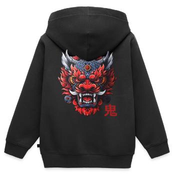 Oni, japanischer Dämon - Kinder Premium Organic Zip Hoodie - Schwarz - Hinten - AI Model Kid Male (0cm)