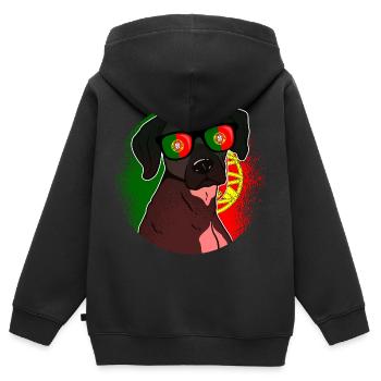 Portugal - Kinder Premium Organic Zip Hoodie - Schwarz - Hinten - AI Model Kid Male (0cm)