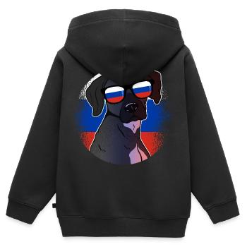 Russie - Sweat Premium à capuche zippé enfant bio - noir - Dos - AI Model Kid Male (0cm)