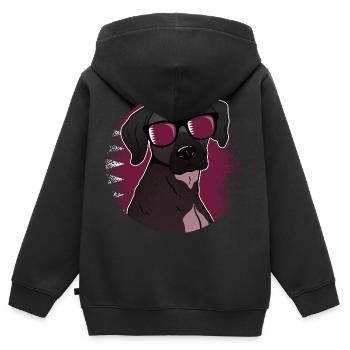 Qatar - Sweat Premium à capuche zippé enfant bio - noir - Dos - AI Model Kid Male (0cm)