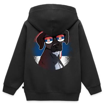 Serbien - Kinder Premium Organic Zip Hoodie - Schwarz - Hinten - AI Model Kid Male (0cm)