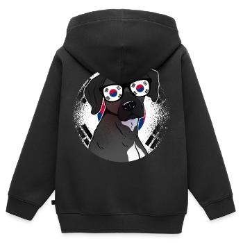 Corée du Sud - Sweat Premium à capuche zippé enfant bio - noir - Dos - AI Model Kid Male (0cm)