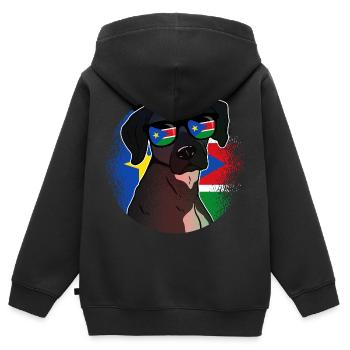 Sud Soudan - Sweat Premium à capuche zippé enfant bio - noir - Dos - AI Model Kid Male (0cm)