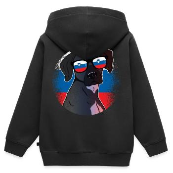 Slowenien - Kinder Premium Organic Zip Hoodie - Schwarz - Hinten - AI Model Kid Male (0cm)