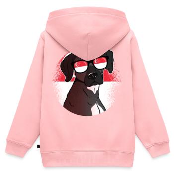 Singapur - Kinder Premium Organic Zip Hoodie - Rosa - Hinten - AI Model Kid Female (0cm)