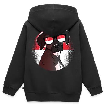 Singapur - Kinder Premium Organic Zip Hoodie - Schwarz - Hinten - AI Model Kid Male (0cm)
