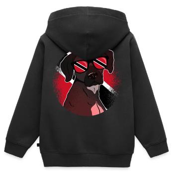 Trinité et Tobago - Sweat Premium à capuche zippé enfant bio - noir - Dos - AI Model Kid Male (0cm)