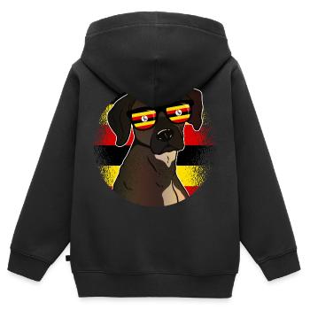 Uganda - Kids Premium Organic Zip-up Hoodie - black - Back - AI Model Kid Male (0cm)