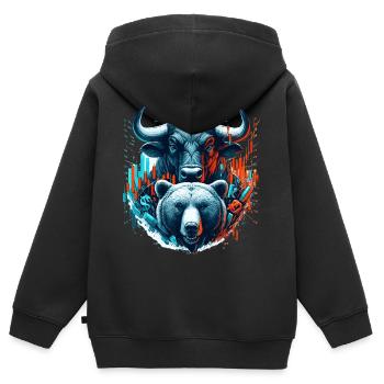 Finanzen Stier Bär Börse Wallstreet Geschenk - Kinder Premium Organic Zip Hoodie - Schwarz - Hinten - AI Model Kid Male (0cm)