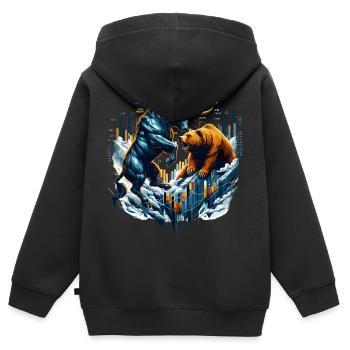 Finanzen Stier Bär Kampf Wallstreet Geschenk - Kinder Premium Organic Zip Hoodie - Schwarz - Hinten - AI Model Kid Male (0cm)