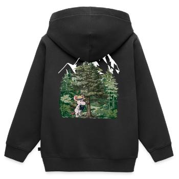 Tiroler Wald Maus Enzian Alpen Alm Natur Wald - Kinder Premium Organic Zip Hoodie - Schwarz - Hinten - AI Model Kid Male (0cm)