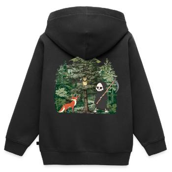 Waldbewohner Sensenmann Fantasy Halloween Tod - Kinder Premium Organic Zip Hoodie - Schwarz - Hinten - AI Model Kid Male (0cm)