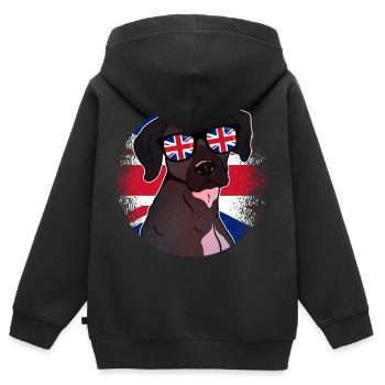 United Kingdom - Kids Premium Organic Zip-up Hoodie - black - Back - AI Model Kid Male (0cm)