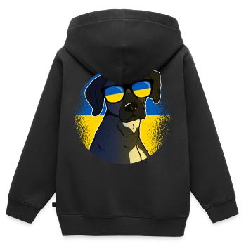 Ukraine - Kinder Premium Organic Zip Hoodie - Schwarz - Hinten - AI Model Kid Male (0cm)