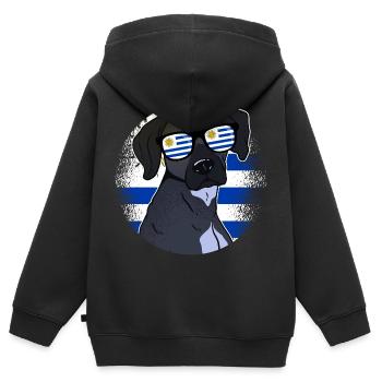 Uruguay - Sweat Premium à capuche zippé enfant bio - noir - Dos - AI Model Kid Male (0cm)