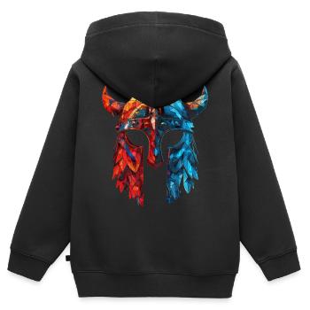 Wikinger-Helm mit Hörnern - Kinder Premium Organic Zip Hoodie - Schwarz - Hinten - AI Model Kid Male (0cm)