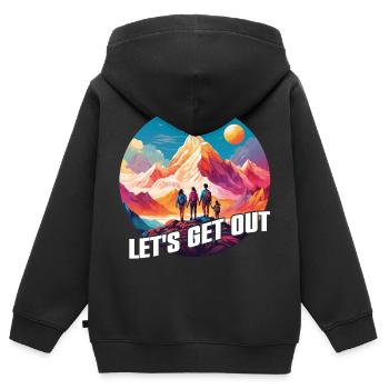 Nichts wie raus mit der Familie in die Natur - Kinder Premium Organic Zip Hoodie - Schwarz - Hinten - AI Model Kid Male (0cm)