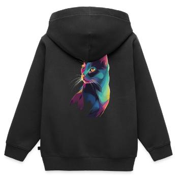Stylized Cat Illustration - Kids Premium Organic Zip-up Hoodie - black - Back - AI Model Kid Male (0cm)