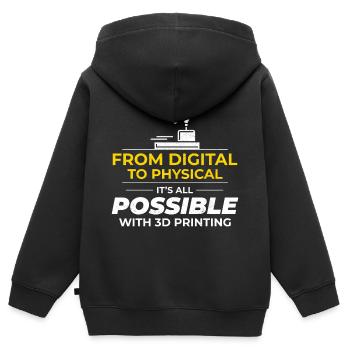 3D-Drucker 3D-Druck - Kinder Premium Organic Zip Hoodie - Schwarz - Hinten - AI Model Kid Male (0cm)