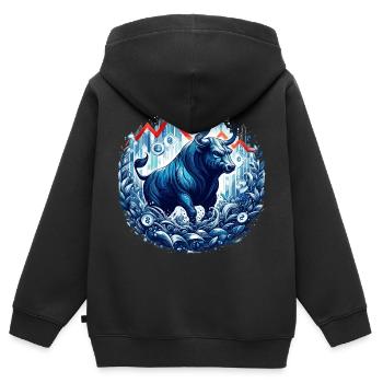 Finanzen Aktien Stier Bulle Wallstreet Geschenk - Kinder Premium Organic Zip Hoodie - Schwarz - Hinten - AI Model Kid Male (0cm)