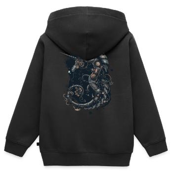 Steampunk Seepferdchen - Kinder Premium Organic Zip Hoodie - Schwarz - Hinten - AI Model Kid Male (0cm)