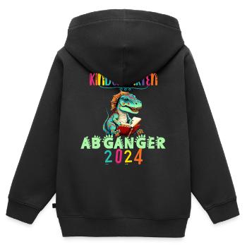 Kindergarten Abgänger 2024 Dino Abschied Kita Kiga - Kinder Premium Organic Zip Hoodie - Schwarz - Hinten - AI Model Kid Male (0cm)