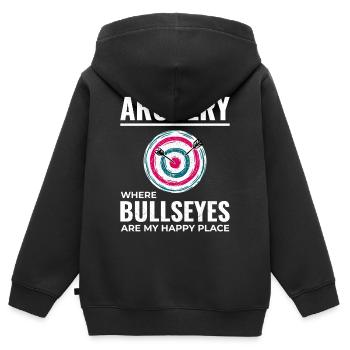 Tir à l’arc Cibles Archer Bullseye Tir Sport - Sweat Premium à capuche zippé enfant bio - noir - Dos - AI Model Kid Male (0cm)