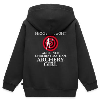Tir à l’arc Cibles Archer Bullseye Tir Sport - Sweat Premium à capuche zippé enfant bio - noir - Dos - AI Model Kid Male (0cm)