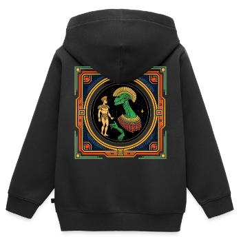 Rencontre égyptienne avec des amis - Sweat Premium à capuche zippé enfant bio - noir - Dos - AI Model Kid Male (0cm)