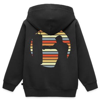 Dessin de boxeur - Sweat Premium à capuche zippé enfant bio - noir - Dos - AI Model Kid Male (0cm)